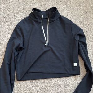 Vuori Black Hoodie with White Drawstring